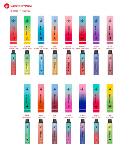 【VAPOR STORM】 風暴CF5000口 發光拋棄式 飛霧5000口一次性15個口味電子煙 台灣現貨在售